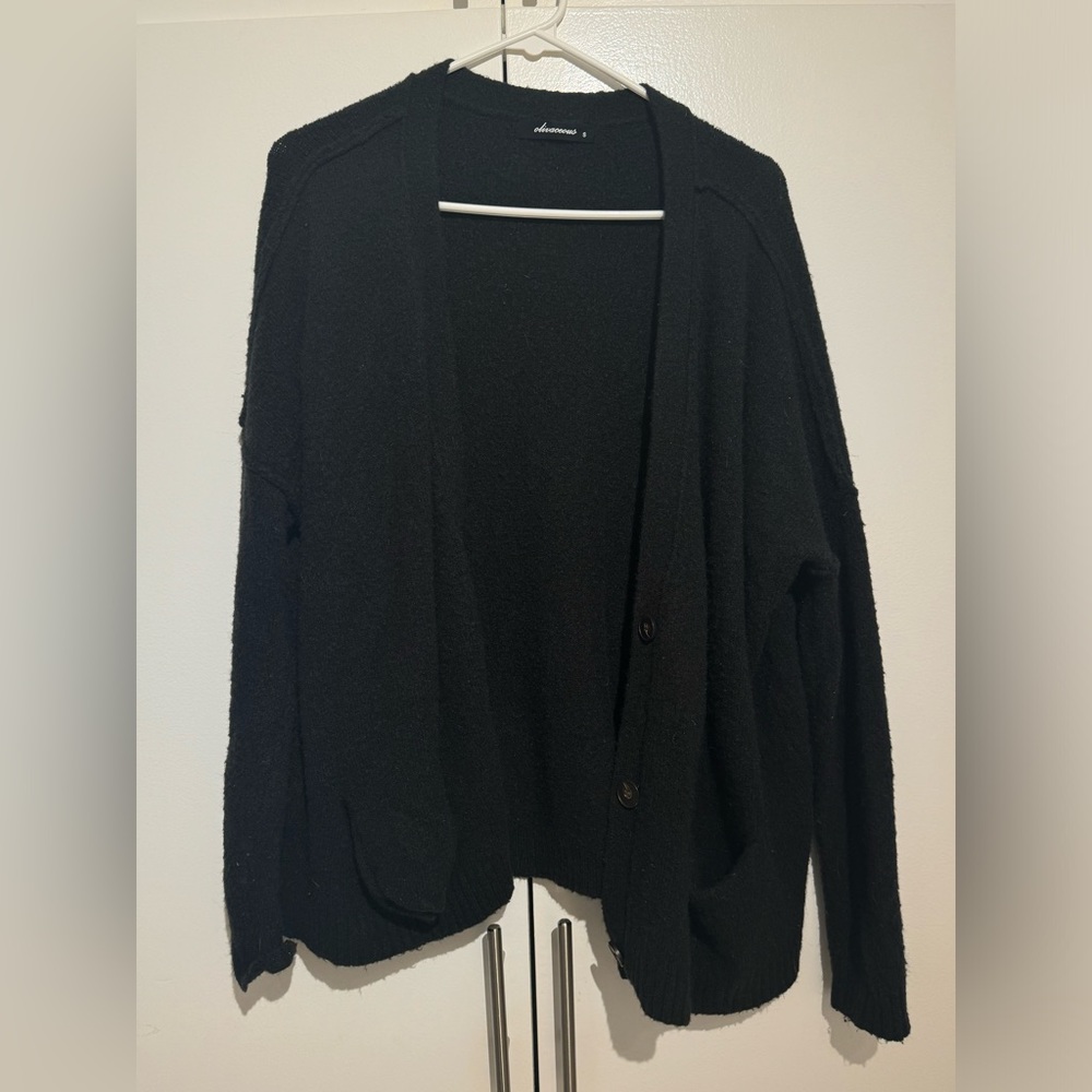 Olivaceous Super Soft Black Open Front Cardigan - image 1